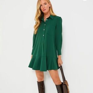 Tuckernuck Callahan Dress in Hunter Green Crepe